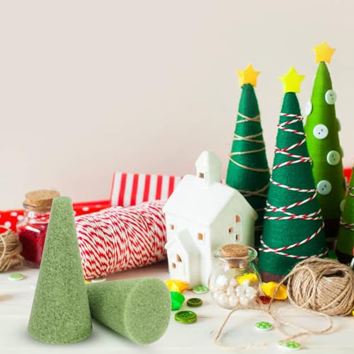 STEFORD 4Pcs Floral Foam Tree Cones, Foam Blocks Green Foam for Flower Arrangements Crafts Florist Wedding Birthday Garden Artificial Flower Holder Vase Plant Decorations 5.9 Inch x 2.75 Inch - Image 2