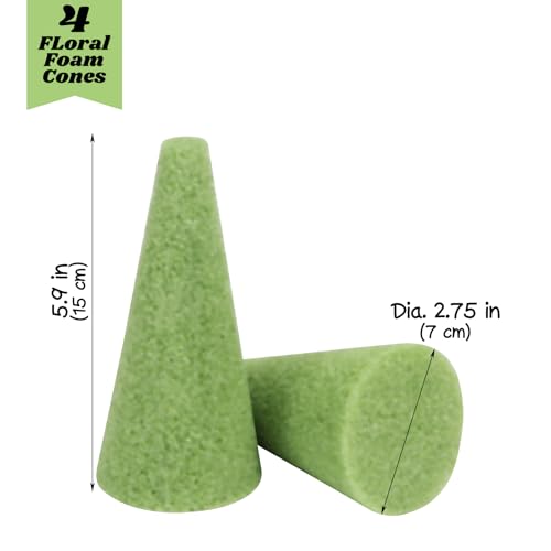 STEFORD 4Pcs Floral Foam Tree Cones, Foam Blocks Green Foam for Flower Arrangements Crafts Florist Wedding Birthday Garden Artificial Flower Holder Vase Plant Decorations 5.9 Inch x 2.75 Inch - Image 4