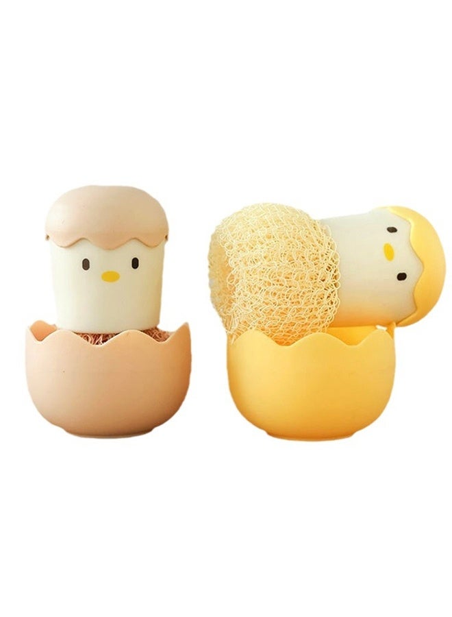 HOMESTAR 2 Pcs Dish Brush Scrubber Ergonomic Palm Scrubber with Handle for Kitchen Cleaning Pot Pans Easy to Clean Kitchen Utensils and Sink - Image 2