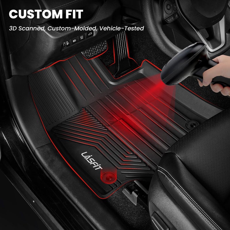 LASFIT حصائر أرضية LASFIT لتويوتا RAV4 2019-2024 2025 (لا تناسب الهجين) حصائر لجميع الأحوال الجوية لتويوتا RAV 4 XLE/LE/Limited/TRD/Adventure بطانة أرضية مخصصة من TPE للمقاعد الأمامية والخلفية 2 صف، أسود - Image 2