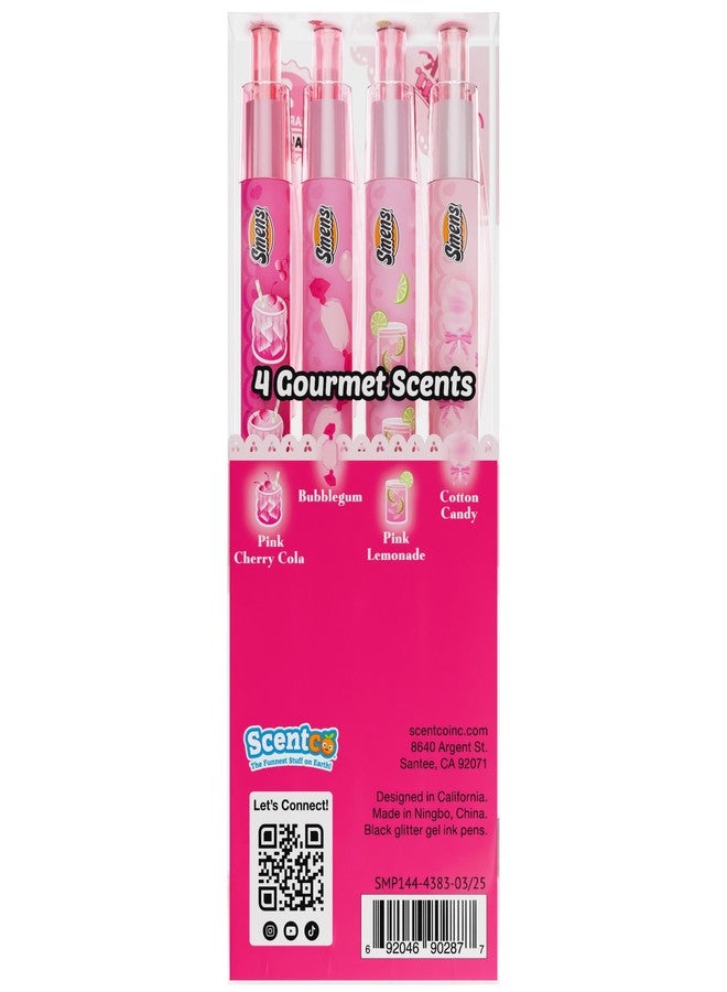 Scentco Pink Sugar Smens - Black Glitter Gel Pens with Scented Grips, 4 Pack - Cute, Fun, Smelly Pens for Kids & Teens - Medium Point Sparkly Pens for School, Journaling, Crafts & Gifts - Image 5