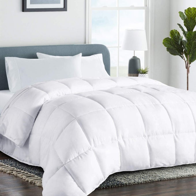 QUILTED OVERSIZED QUEEN SIZE COMFORTER ALLSEASON DOWN ALTERNATIVE DUVET INSERT LUXURY HOTEL WINTER WARM WHITE COMFORTER WITH ANTICLUMP TECH 8 TABS REVERSIBLE98X98
