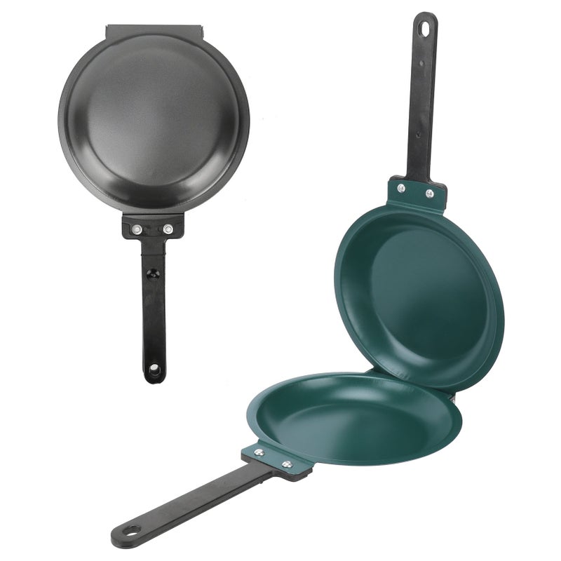 Double-Sided Frying Pan: Titanium Steel Non-Stick - Foldable Flip Design for Home Kitchen, Gas Stove, Induction Cooker & Charcoal Stove Use - Image 2