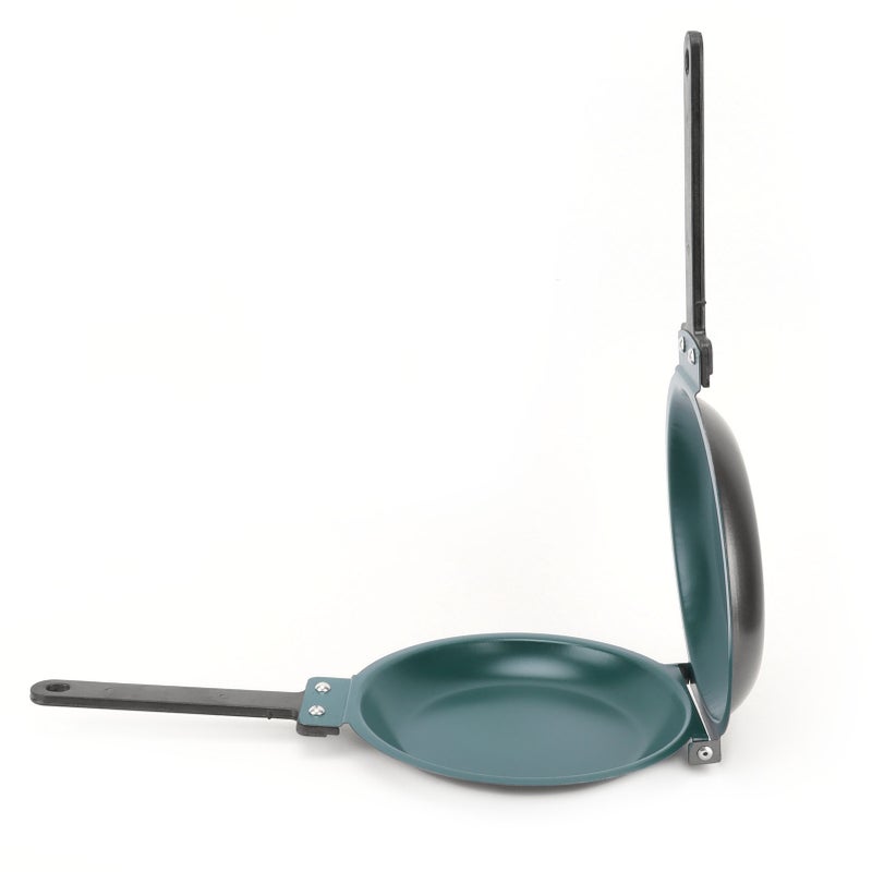 Double-Sided Frying Pan: Titanium Steel Non-Stick - Foldable Flip Design for Home Kitchen, Gas Stove, Induction Cooker & Charcoal Stove Use - Image 3