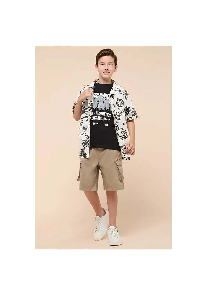 أر أند بي Solid Cargo Shorts with Drawstring Waist