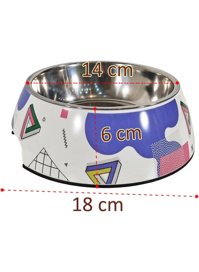 أن ان سي بيتس وعاء طعام للكلاب مع وعاء من الفولاذ المقاوم للصدأ، بنمط لطيف، وقاعدة غير قابلة للانزلاق، وعاء طعام للحيوانات الأليفة شديد التحمل للسلالات الصغيرة والمتوسطة، مادة متينة وغير سامة، سهل التنظيف 18 سم (أزرق) - Image 2