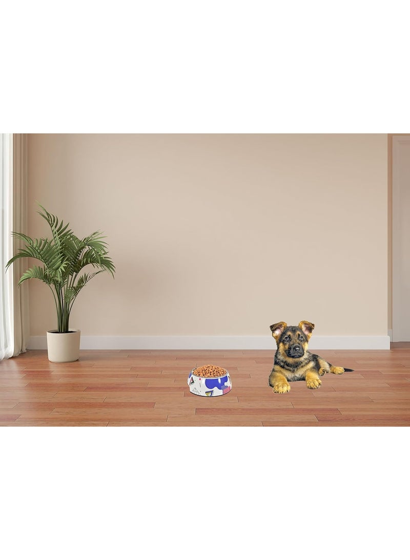 أن ان سي بيتس وعاء طعام للكلاب مع وعاء من الفولاذ المقاوم للصدأ، بنمط لطيف، وقاعدة غير قابلة للانزلاق، وعاء طعام للحيوانات الأليفة شديد التحمل للسلالات الصغيرة والمتوسطة، مادة متينة وغير سامة، سهل التنظيف 18 سم (أزرق) - Image 3