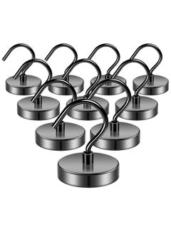 Grtard Grtard 10 Pack 110LBS Strong Magnetic Hooks Heavy Duty, Magnets with Hooks, Neodymium Magnet Hooks for Hanging, Black Large Magnetic Hooks for Cruise, Curtain, Home, Kitchen, Workplace  - Image 1
