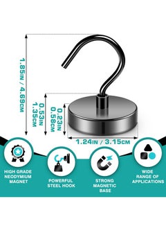 Grtard Grtard 10 Pack 110LBS Strong Magnetic Hooks Heavy Duty, Magnets with Hooks, Neodymium Magnet Hooks for Hanging, Black Large Magnetic Hooks for Cruise, Curtain, Home, Kitchen, Workplace  - Image 2