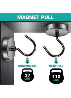 Grtard Grtard 10 Pack 110LBS Strong Magnetic Hooks Heavy Duty, Magnets with Hooks, Neodymium Magnet Hooks for Hanging, Black Large Magnetic Hooks for Cruise, Curtain, Home, Kitchen, Workplace  - Image 4