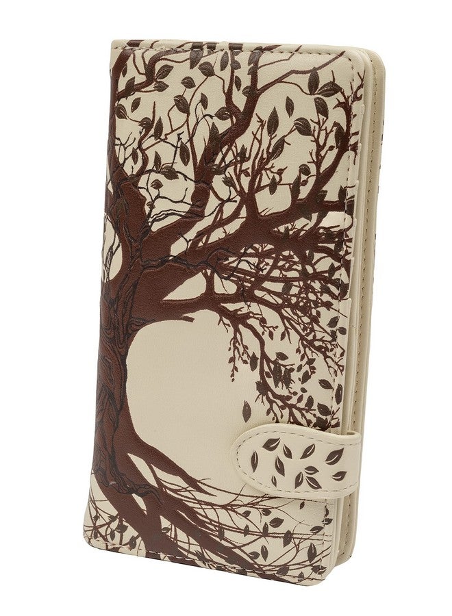 Shag Wear - Women'S Vegan Leather Slim Trendy Clutch Wallet With 11 Credit Card Slots Clear Id Window And Zipper Coin Pocket (Old Tree Beige) - Image 1
