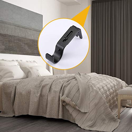 Anndason Heavy Duty Adjustable Curtain Rod Brackets and Holders - For 1 1/8 Inch & 1 1/4 Inch Rod, 2 PCS Black - Image 4