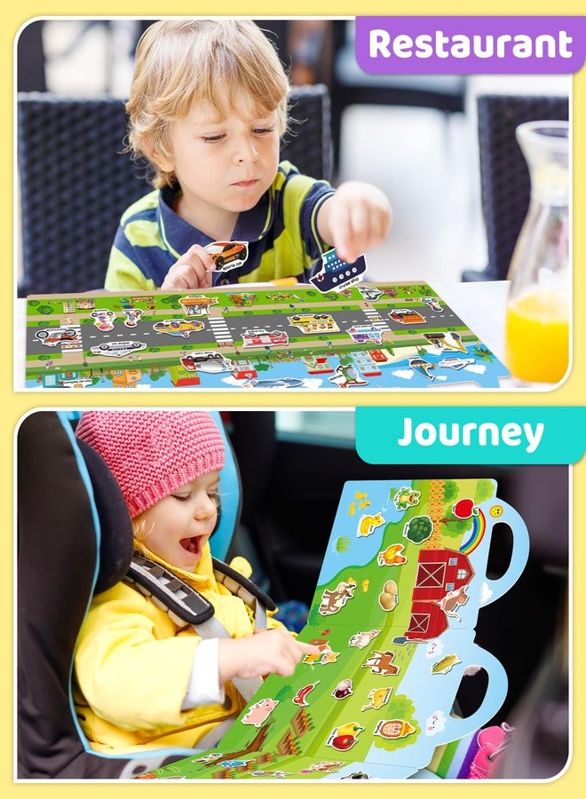 Benresive Reusable Sticker Books for Kids 2-4, Sticker Books for Toddlers 1-3 2-4, Toddler Travel Toys Activities Crafts Gifts - Farm, Space and Vehicle - Image 3
