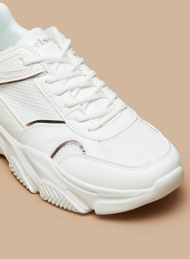 MISSY Women's Chunky Sports with Metallic Detail and Lace-Up Closure