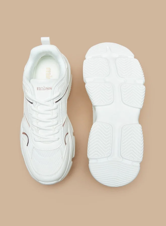 MISSY Women's Chunky Sports with Metallic Detail and Lace-Up Closure