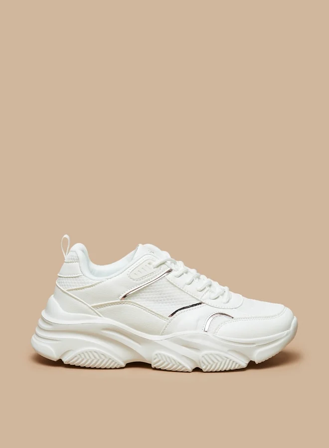 MISSY Women's Chunky Sports with Metallic Detail and Lace-Up Closure