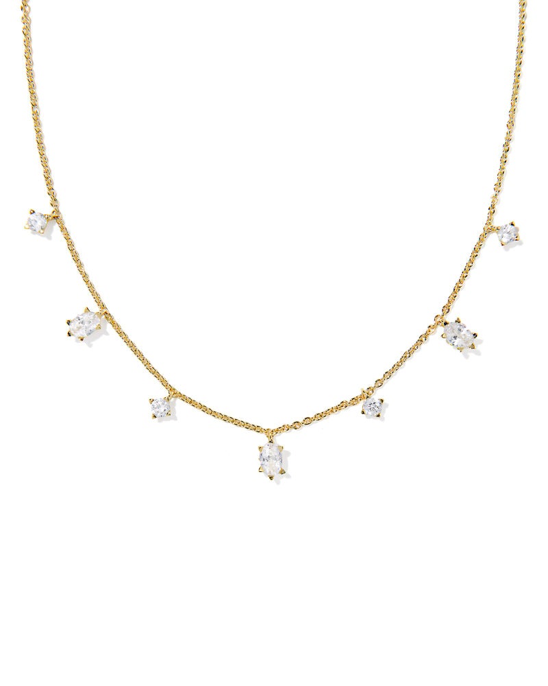 Kendra Scott Cailin Delicate Strand Necklace, White Cubic Zirconia, 14k Gold-Plated Brass, Fashion Jewelry for Women - Image 1