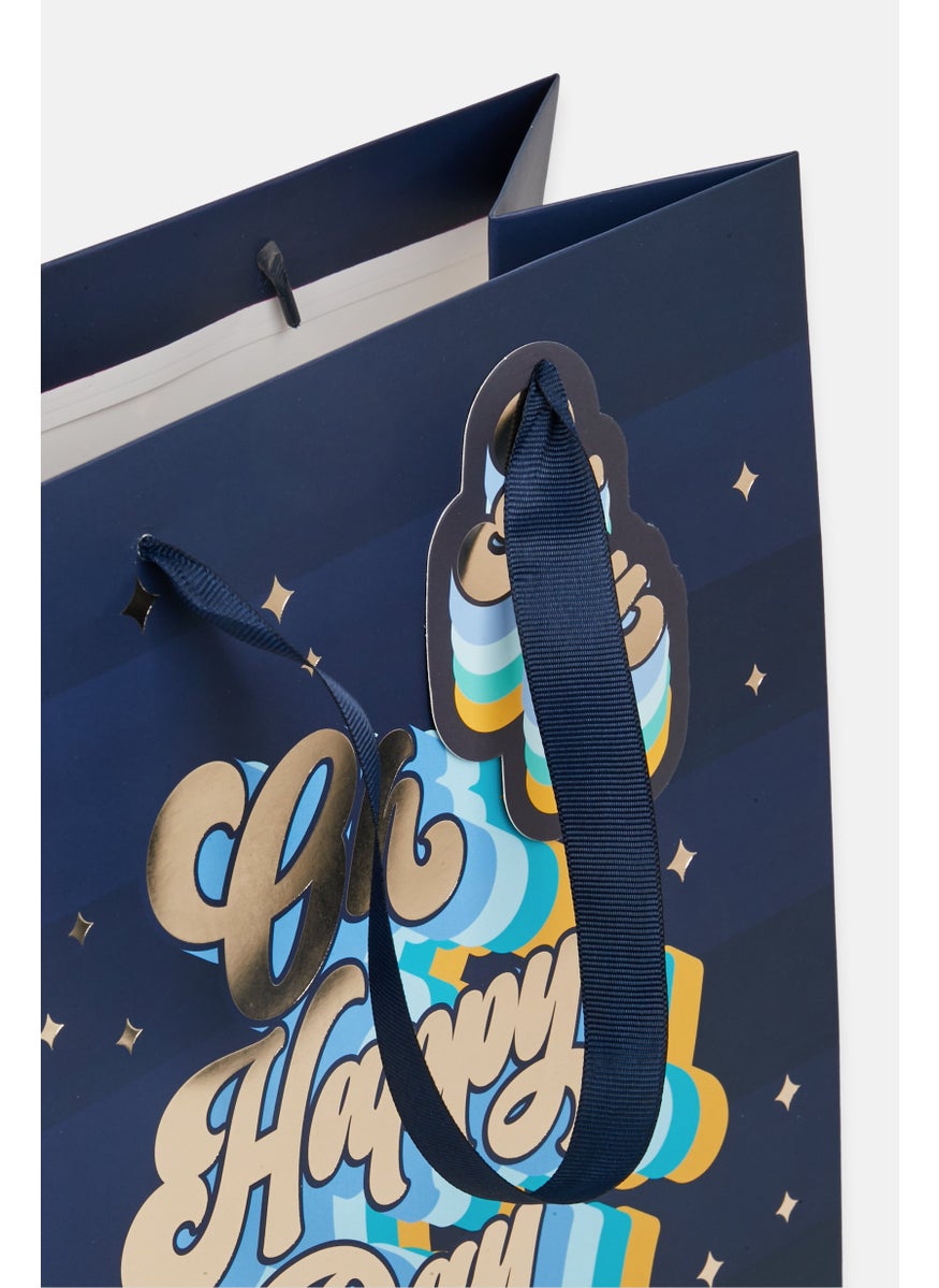 Stella Rose Set Of 3 All Over Printed Happy Birthday Gift Bag Set, Navy Blue Combo  - Image 4