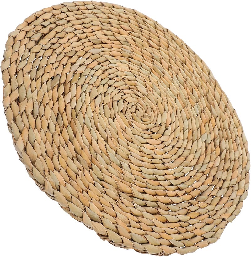 Straw Woven Floor Cushion Round 40x40cm Natural Straw Seat Pad Meditation Yoga Floor Pillow for Home, Garden, Bay Window Seating - Image 1