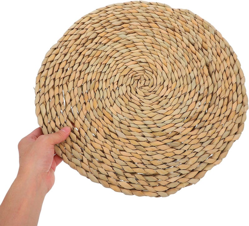 Straw Woven Floor Cushion Round 40x40cm Natural Straw Seat Pad Meditation Yoga Floor Pillow for Home, Garden, Bay Window Seating - Image 4
