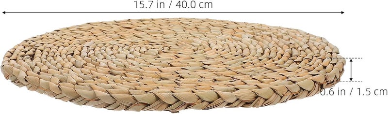 Straw Woven Floor Cushion Round 40x40cm Natural Straw Seat Pad Meditation Yoga Floor Pillow for Home, Garden, Bay Window Seating - Image 2