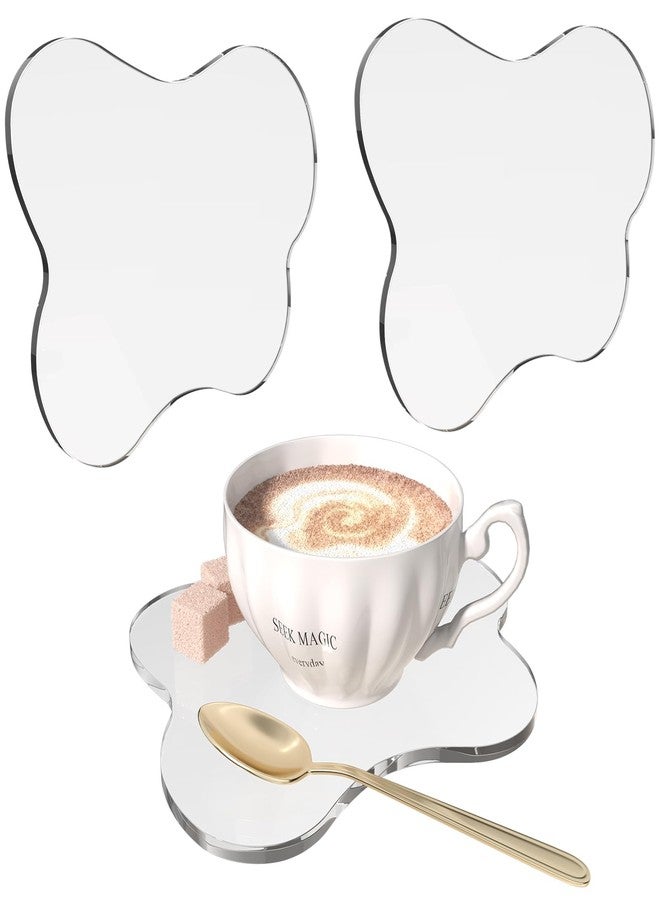 SILUT 2 PCS Acrylic Coasters Decorative Plates, Irregular Bar Drink Coaster, Drink Coaster for Coffee Table, Clear Coaster for Home Office Desk, Accessory for Desktop Protection, Cloud-Shaped - Image 1