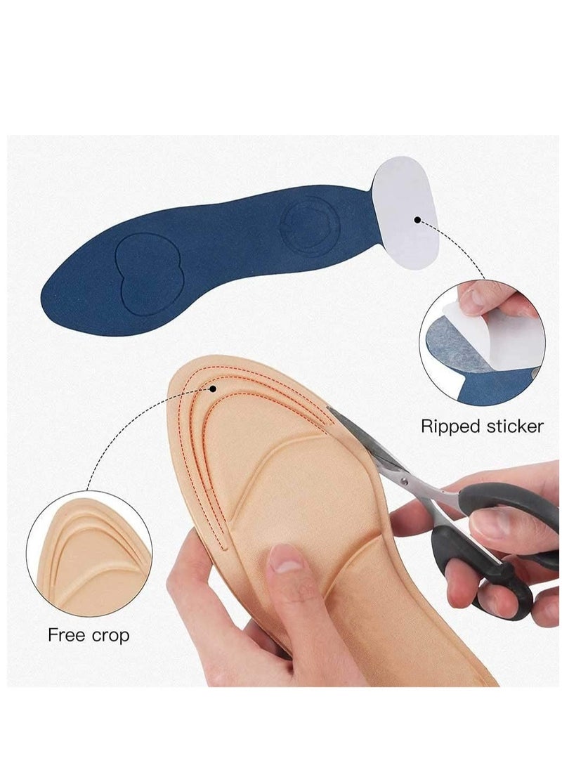 KHAJUL 3-Pairs Heel Insoles Sponge Shoes Pads With Heel Grips Inserts Heel Cushion Insoles For Loose Shoes Feet Pain Relief, Women 5-9 Flesh Pointed  - Image 3