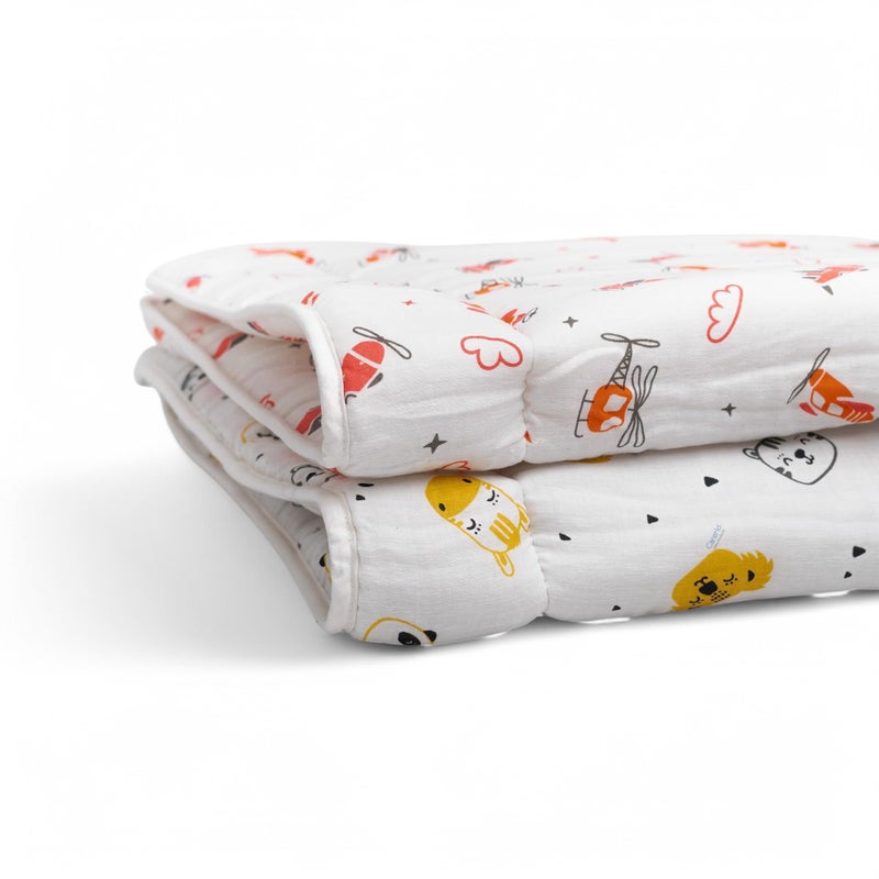 Carerio Newborn Baby Godadi, Soft Mulmul Cotton Baby Bed, Godadi, Crib Sheet, Cartoon Mat Bedding, Multicolor (Large, Pack of 2 (03)) - Image 1
