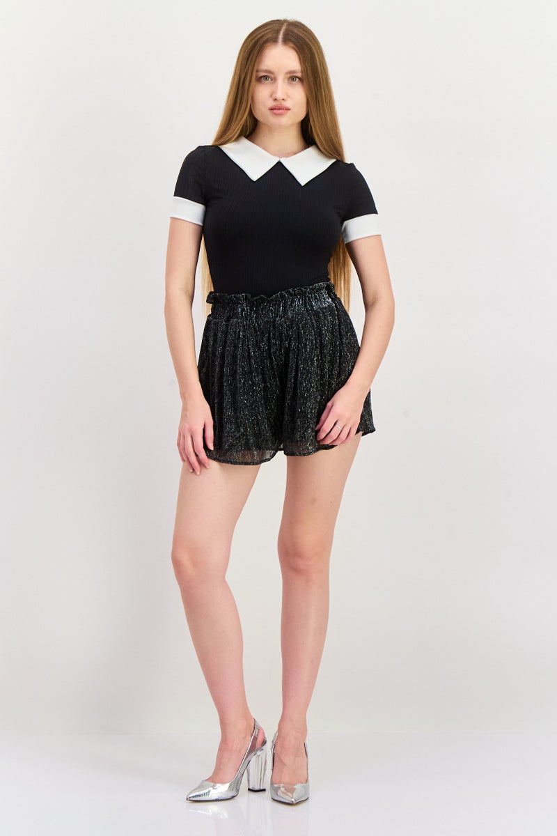 DEX شورتات أساسية معدنية للنساء، سوداء - Image 3