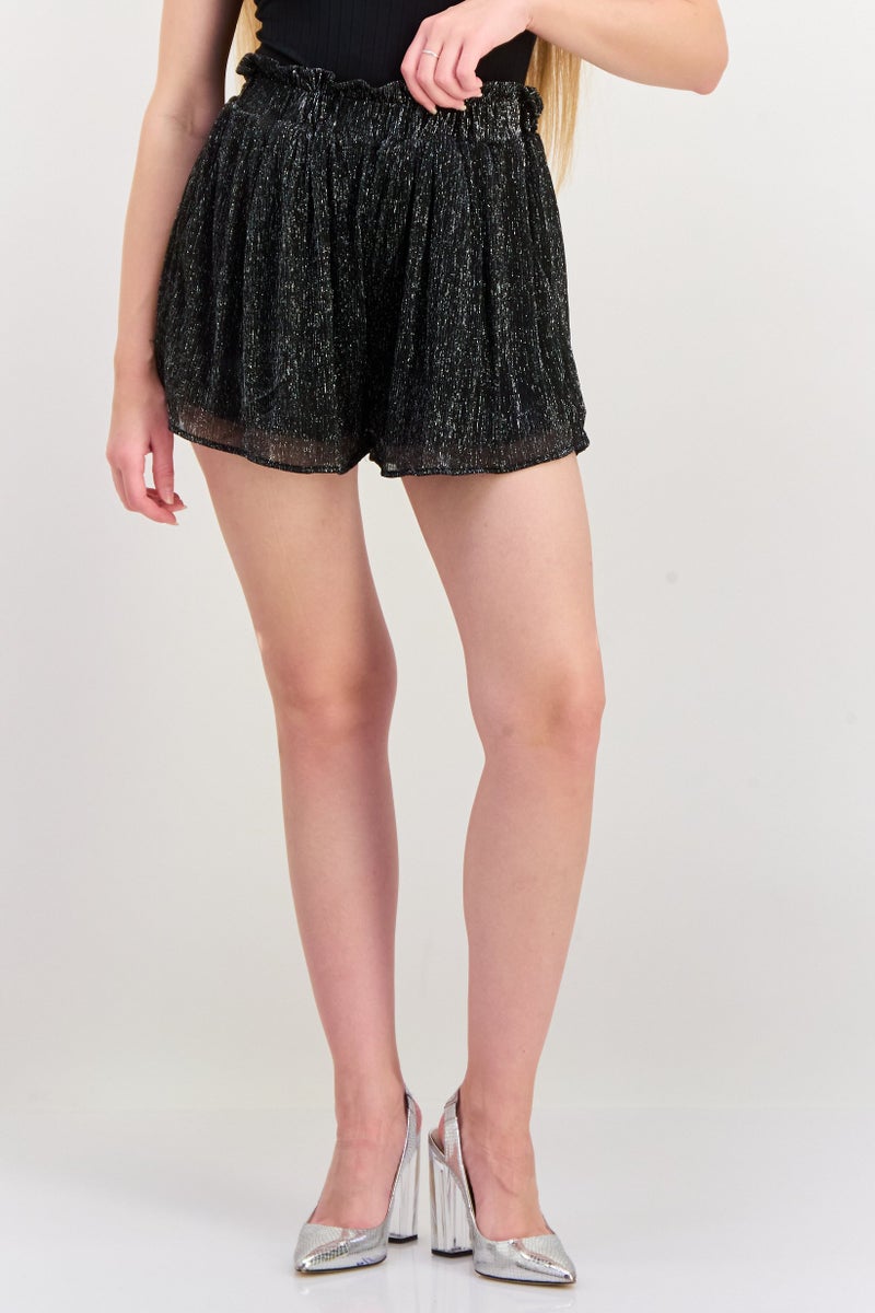 DEX شورتات أساسية معدنية للنساء، سوداء - Image 1