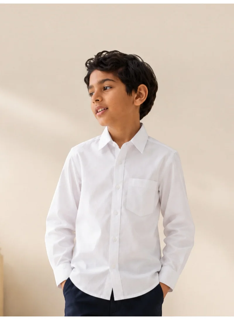 Victor And Jane WHITE Junior Boys Long Sleeve Collared Shirt for Men | Best Price UAE