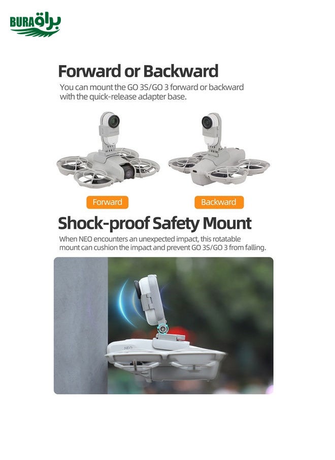 BURAQ For DJI Neo / Insta360 GO 3S / GO 3 Sunnylife Drone Expansion Mount Action Camera Holder Adapter (Grey)  - Image 4