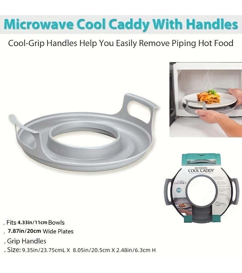 Microwave Heating Tray 9.45 Inch Grey With Handle Quick Heating Kitchen Tableware Accessories Microwave Bowl Rack Prevent Scalding Non Food Contact - Image 2