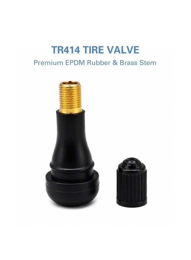 5 pcs TR414 Tubeless Tire Valve Stem Set for Car Bike Truck Scooter Wheel Rim Replacement, EPDM Rubber Brass Tire Valve Stem with Dust Caps, Leak Proof High Temperature Resistant Universal Tire Air Valve Core Accessory - Image 4