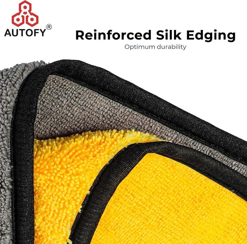 Autofy Multipurpose 4 in 1 Combo Cleaning Kit Dust Cloth Towel Glove for All Vehicles Bike Car Glass Kitchen, 2-800GSM Towel + 2 Microfiber Gloves (Multicolour) - Image 5