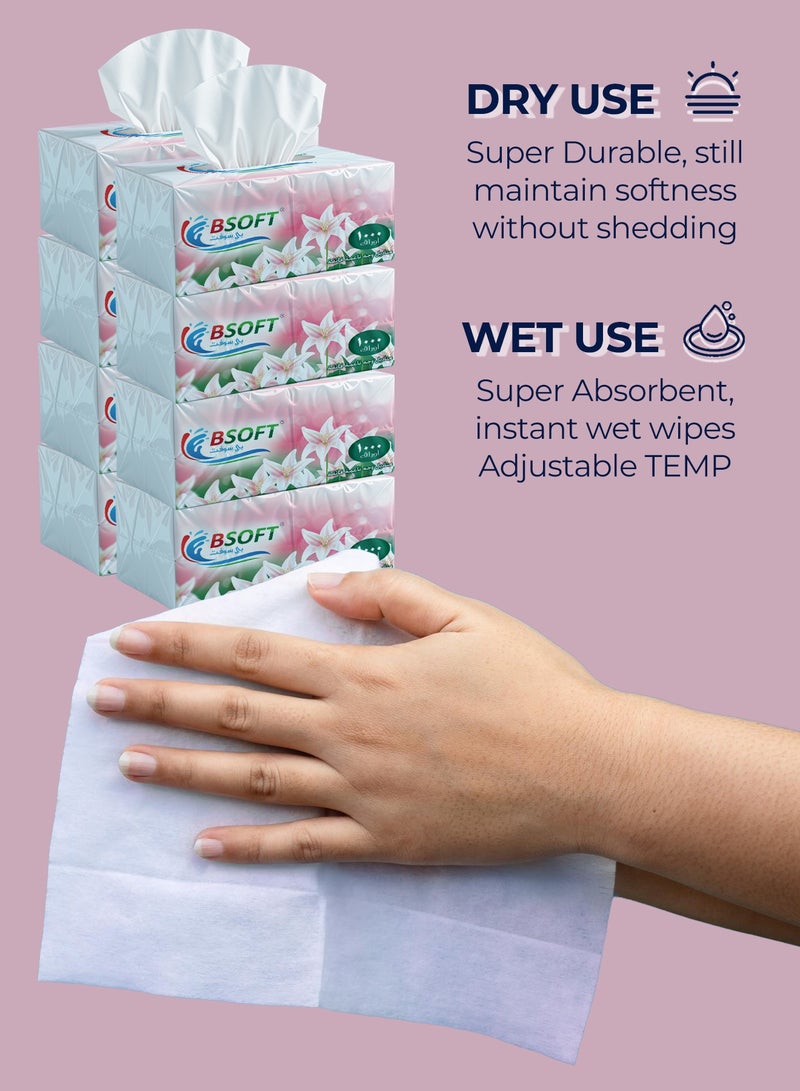 BSOFT Super Soft Facial Tissues – 1000 Sheets, 3Ply, Pack of 24 Boxes | Ultra-Soft, Strong & Absorbent Tissue Paper for Home, Office & Everyday Use Tissue Size 20x20cm - Image 2