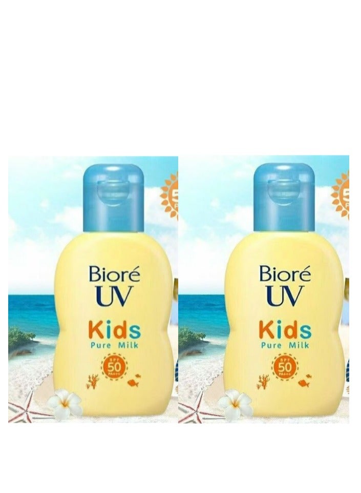 بيوريه Bioré UV Kids Pure Milk SPA 50 PA+++ واقي شمسي للبشرة الحساسة للأطفال 70 مل ، حزمة من 2