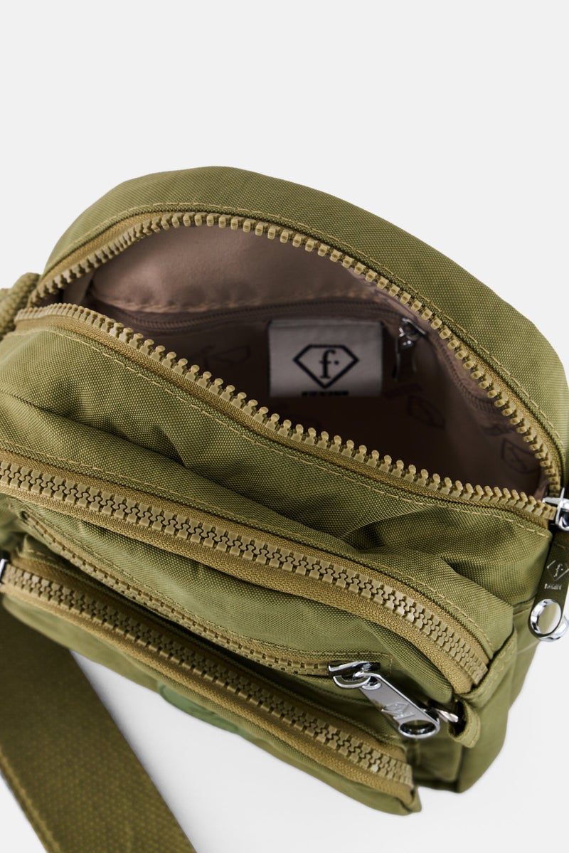 I Love Fashion Women Brand Logo Cross Body Bag 16 L x 19 H x 8 W cm, Olive - Image 3