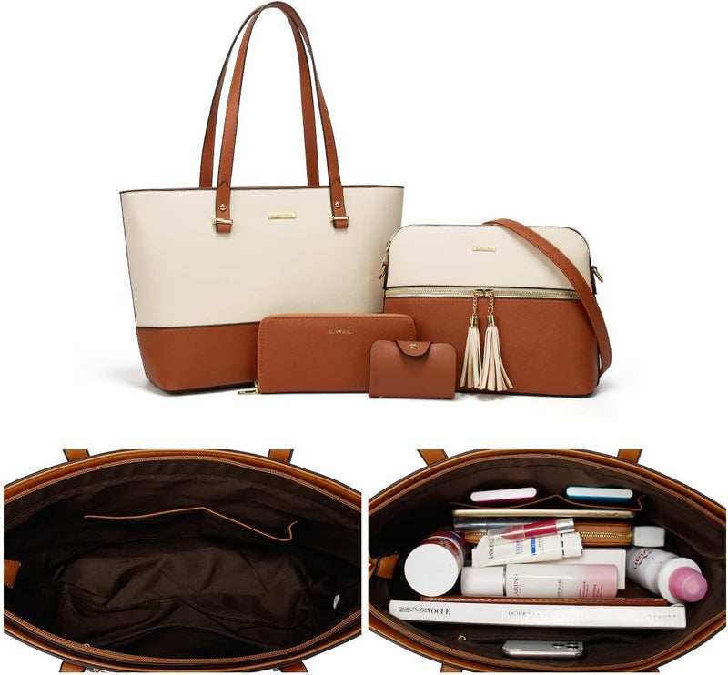 YTL Women Fashion Handbags Wallet Tote Bag Shoulder Bag Top Handle Satchel Purse Set 4pcs - Image 5
