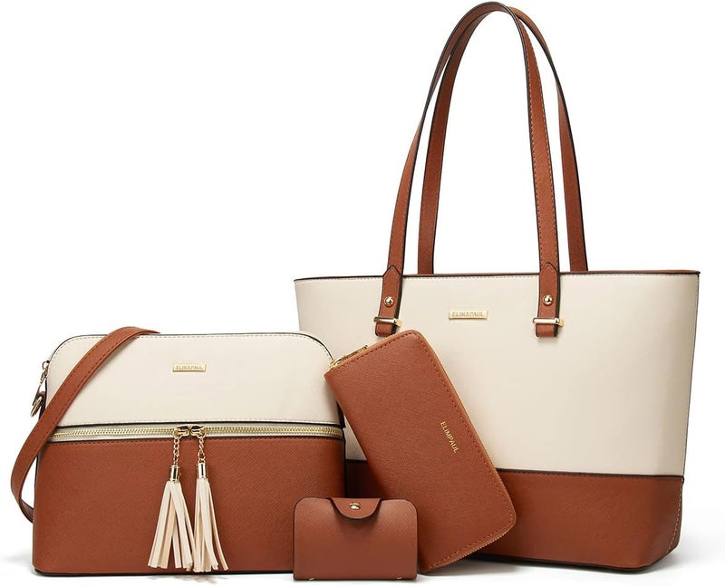 YTL Women Fashion Handbags Wallet Tote Bag Shoulder Bag Top Handle Satchel Purse Set 4pcs - Image 1