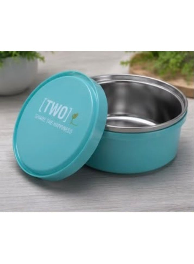 TAJ BAZAAR Stainless Steel Bento Lunch Box, 3-Compartment with Sauce Container, Leakproof, 22.5 x 16.5 x 7 cm (Blue) - Image 4