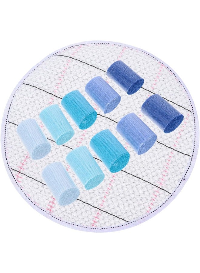 klarako 10Pcs Latch Hook Yarn with Mesh Pad Pre- Cut Rug Yarn Colorful Sewing Replace Yarn Threads Bundles Cutter Rug Yarn for DIY Making Pillowcases Blankets Blue - Image 1