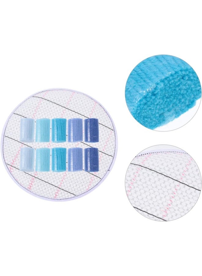 klarako 10Pcs Latch Hook Yarn with Mesh Pad Pre- Cut Rug Yarn Colorful Sewing Replace Yarn Threads Bundles Cutter Rug Yarn for DIY Making Pillowcases Blankets Blue - Image 4