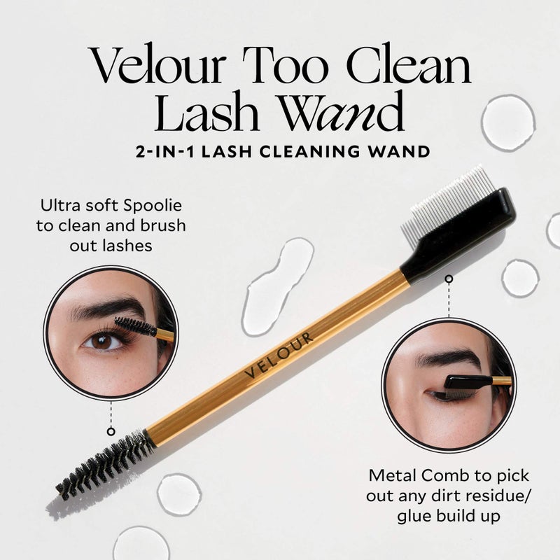 Velour Too Clean Lash Wand, 2 in 1 Eyelash Cleansing Brush for False Lashes and Eyelash Extensions, Brow and Lash Brush - Image 2
