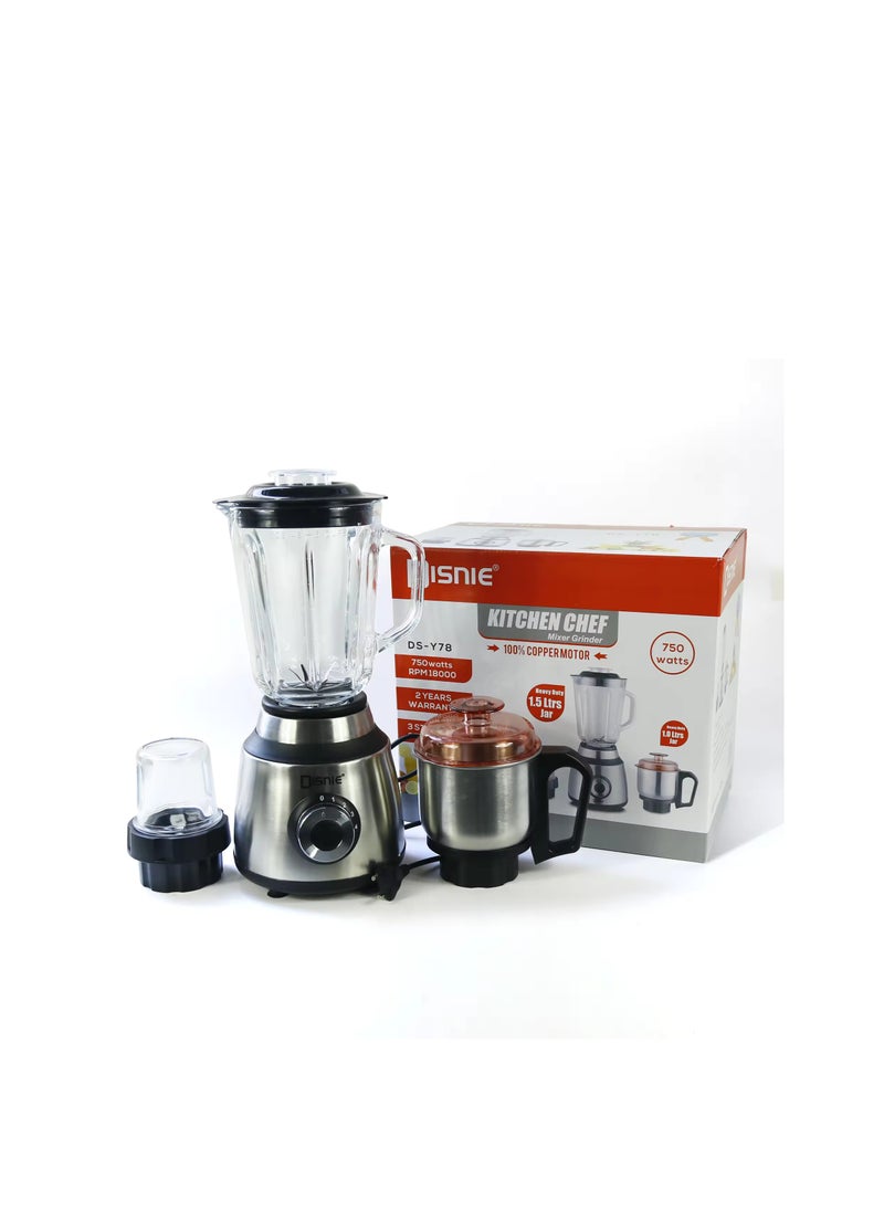 DISNIE Dessini Regina Multi-function Blender for Kitchen Glass Blender Jar Electric Stainless-Steel Housing 6 Leaf Blade for Ice Crushing  - Image 3