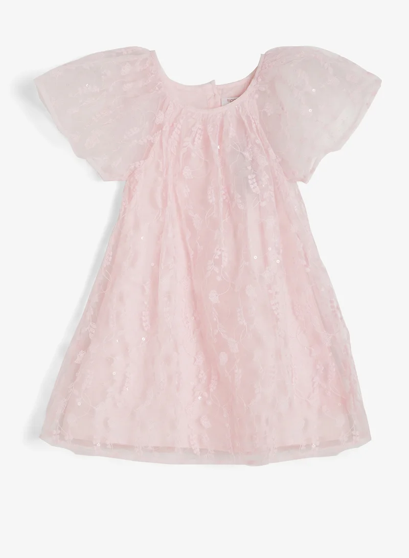 ريبلز مع نمشي Girls Lace Overlay Party Dress