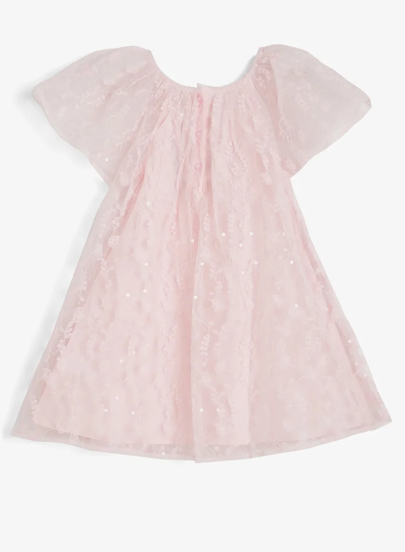 ريبلز مع نمشي Girls Lace Overlay Party Dress