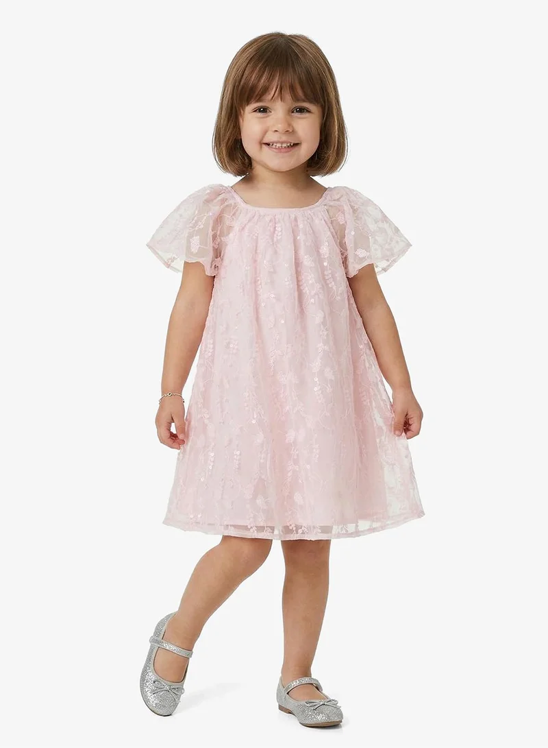 ريبلز مع نمشي Girls Lace Overlay Party Dress