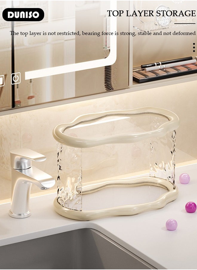 DUNISO 2-Tire Countertop Organizer,Make Up Counter Shelf Cosmetic Display Tray,Acrylic Bathroom Organizer Countertop Vanity Organizer,Kitchen Spice Counter Organizers  - Image 2
