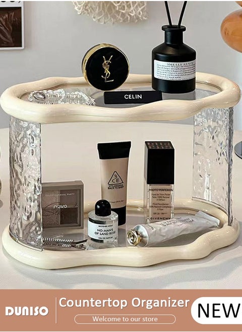 2-Tire Countertop Organizer,Make Up Counter Shelf Cosmetic Display Tray,Acrylic Bathroom Organizer Countertop Vanity Organizer,Kitchen Spice Counter Organizers